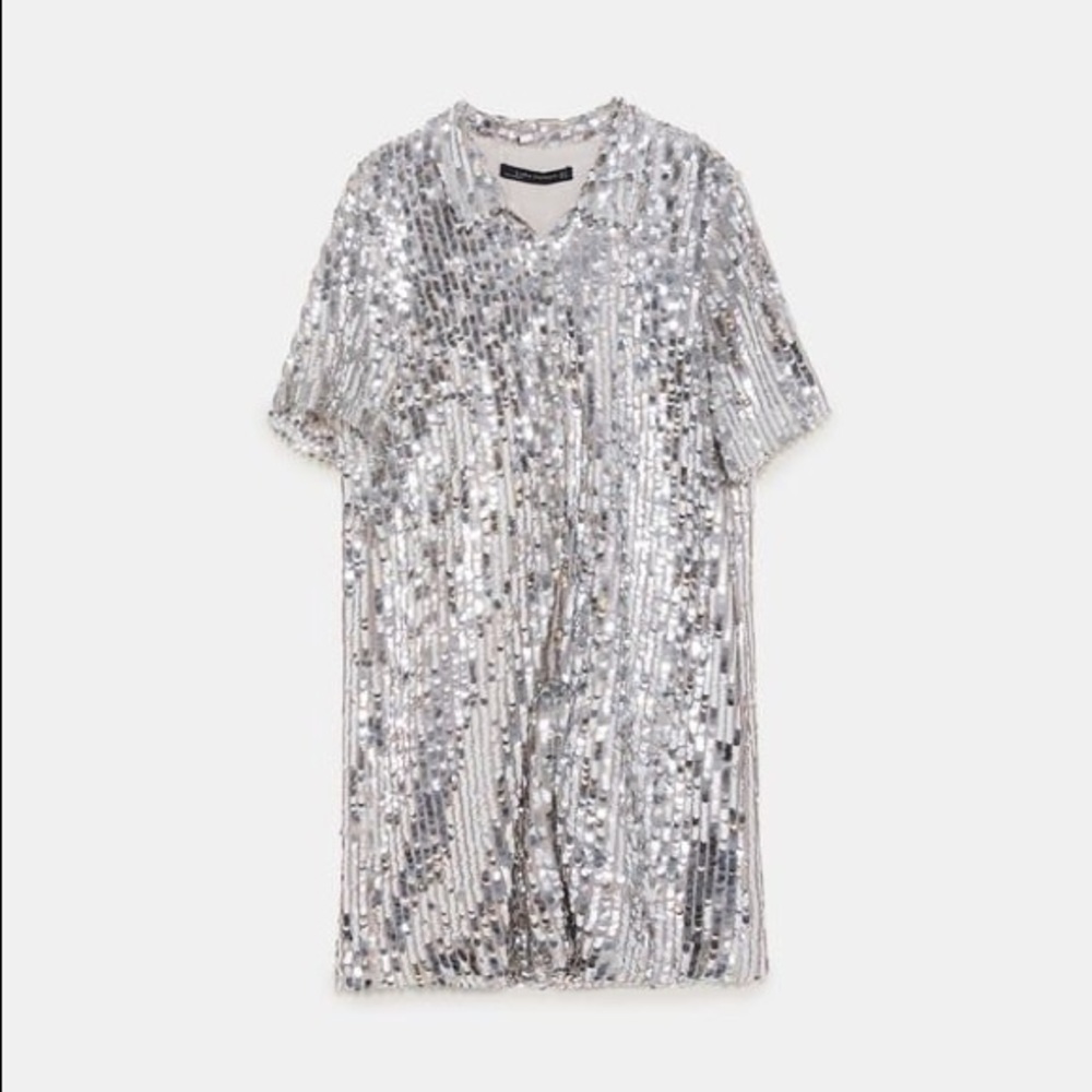 Zara sequin shirt dress